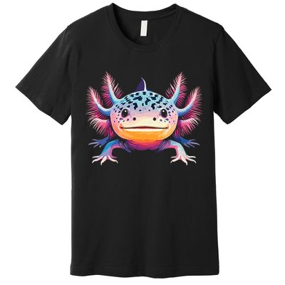 Watercolor Axolotl Gift Adults Black Cartoon Axolotl  Premium T-Shirt