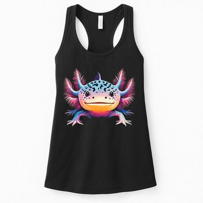 Watercolor Axolotl Gift Adults Black Cartoon Axolotl  Womens Tank Top