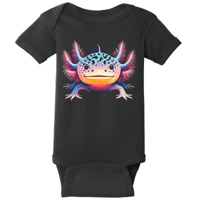 Watercolor Axolotl Gift Adults Black Cartoon Axolotl  Baby Bodysuit