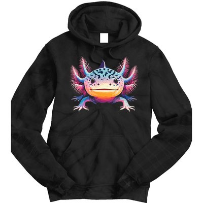 Watercolor Axolotl Gift Adults Black Cartoon Axolotl  Tie Dye Hoodie