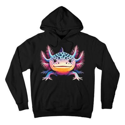 Watercolor Axolotl Gift Adults Black Cartoon Axolotl  Tall Hoodie