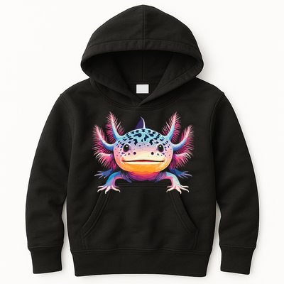 Watercolor Axolotl Gift Adults Black Cartoon Axolotl  Kids Hoodie