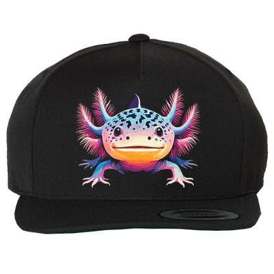 Watercolor Axolotl Gift Adults Black Cartoon Axolotl  Wool Snapback Cap