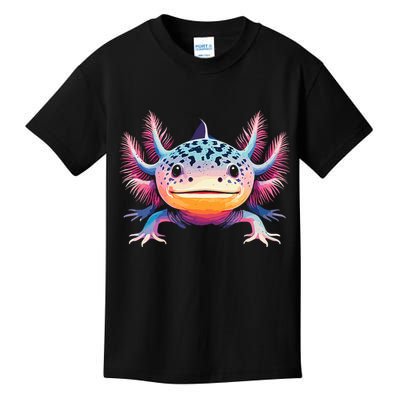 Watercolor Axolotl Gift Adults Black Cartoon Axolotl  Kids T-Shirt