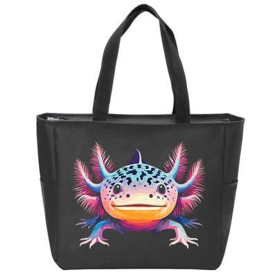 Watercolor Axolotl Gift Adults Black Cartoon Axolotl  Zip Tote Bag