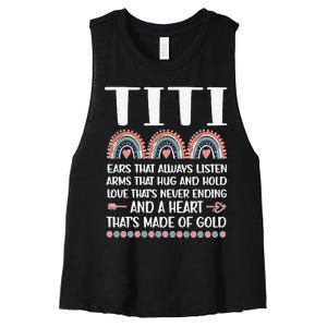 Womens A Heart Of Gold Titi Auntie Appreciation Titi Aunt Women's Racerback Cropped Tank