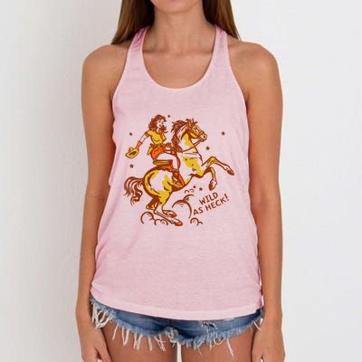 Wild As Heck Cute & Fun Retro Cowgirl Pinup Riding A Horse Women's Knotted Racerback Tank