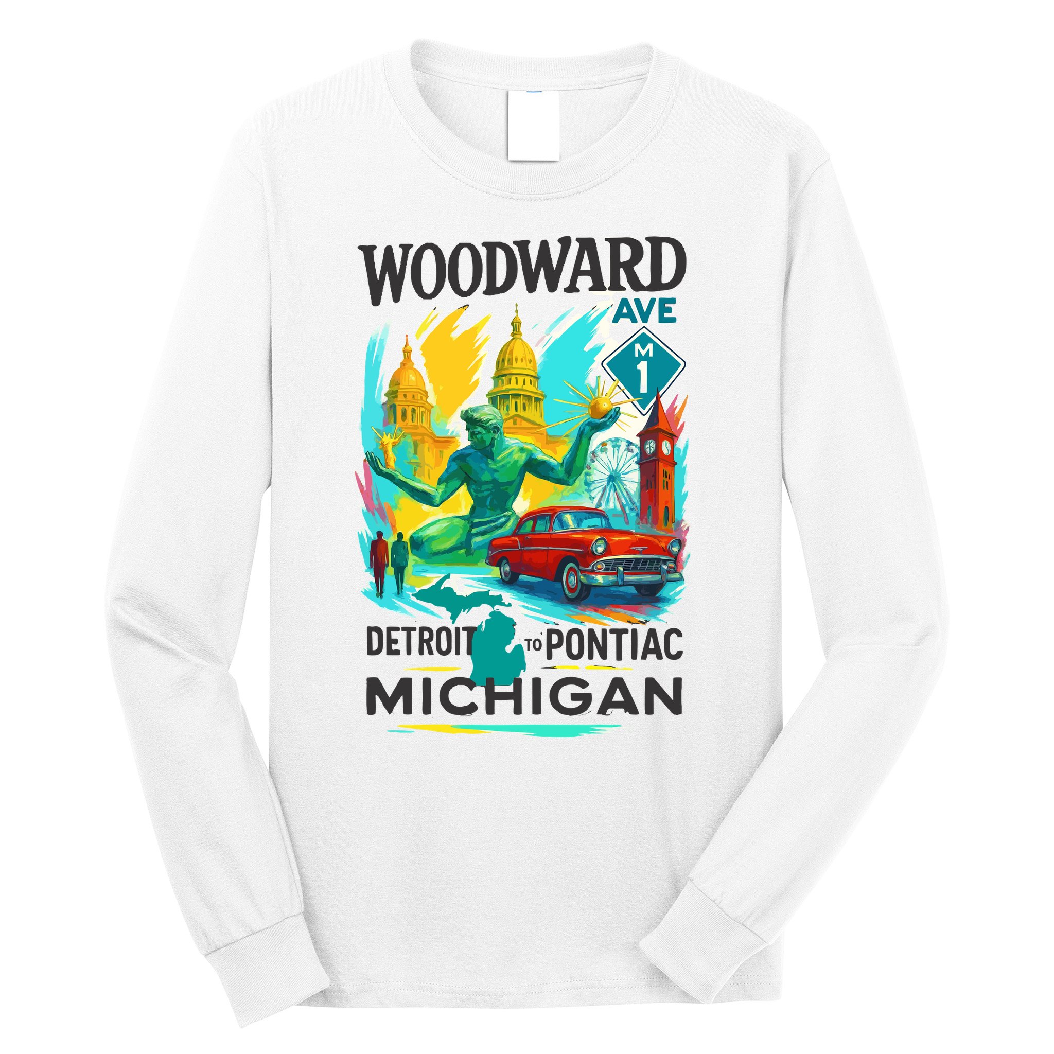 Woodward Avenue Heartbeat Of Michigan Long Sleeve Shirt
