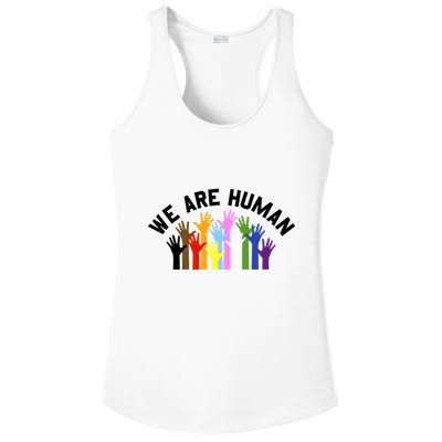 We Are Hu Multi Colored Rainbow Hands Gift Ladies PosiCharge Competitor Racerback Tank