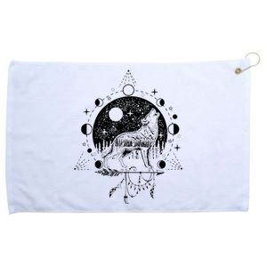 Wicca Astrology Howling Wolf Howling At The Moon Wolf Lovers Grommeted Golf Towel