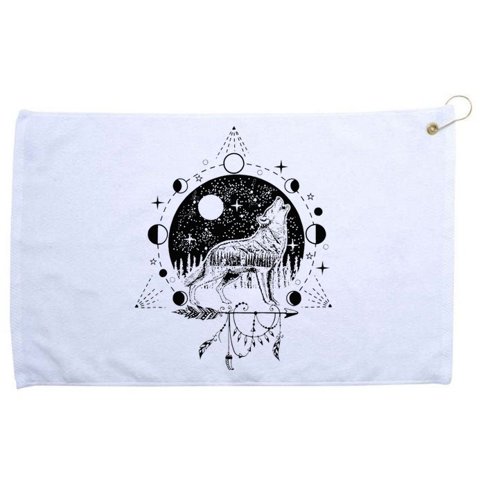 Wicca Astrology Howling Wolf Howling At The Moon Wolf Lovers Grommeted Golf Towel