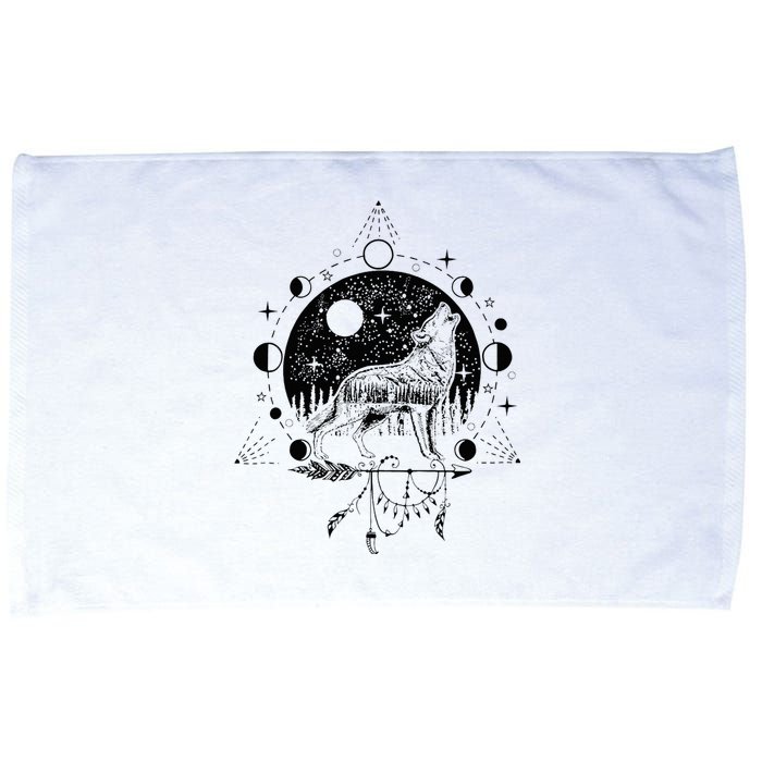 Wicca Astrology Howling Wolf Howling At The Moon Wolf Lovers Microfiber Hand Towel