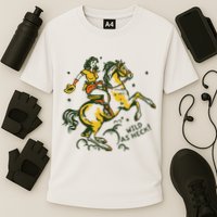 Wild As Heck Cute Retro Cowgirl Pinup Riding A Horse Cooling Performance Crew T-Shirt