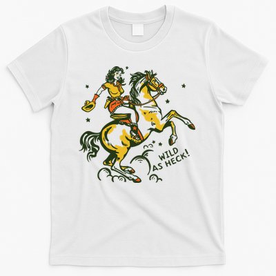 Wild As Heck Cute Retro Cowgirl Pinup Riding A Horse T-Shirt