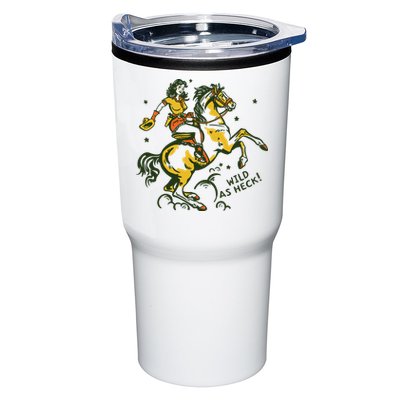 Wild As Heck Cute Retro Cowgirl Pinup Riding A Horse Tumbler