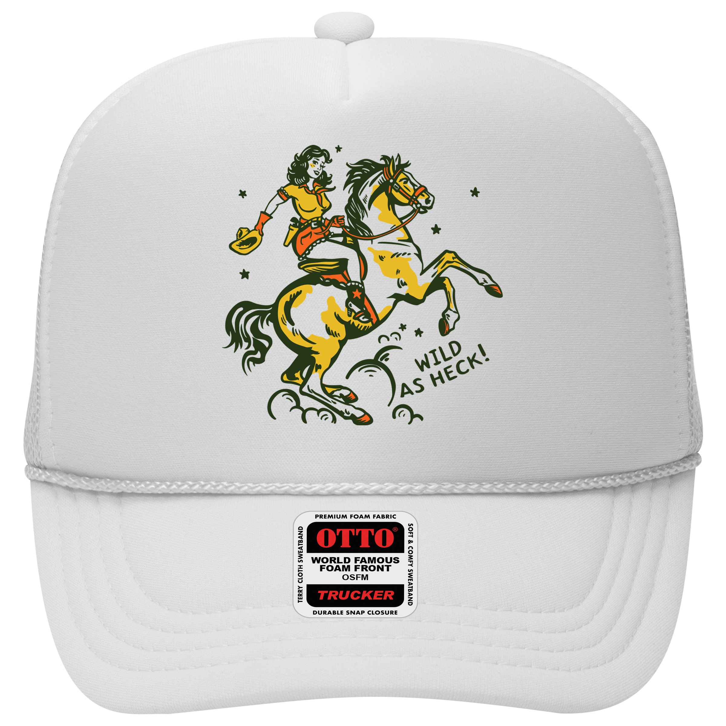 Wild As Heck Cute Retro Cowgirl Pinup Riding A Horse Hat