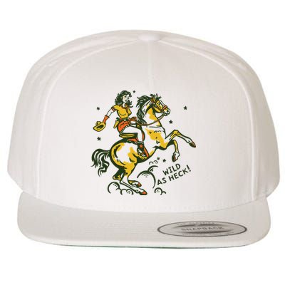Wild As Heck Cute Retro Cowgirl Pinup Riding A Horse Wool Snapback Cap