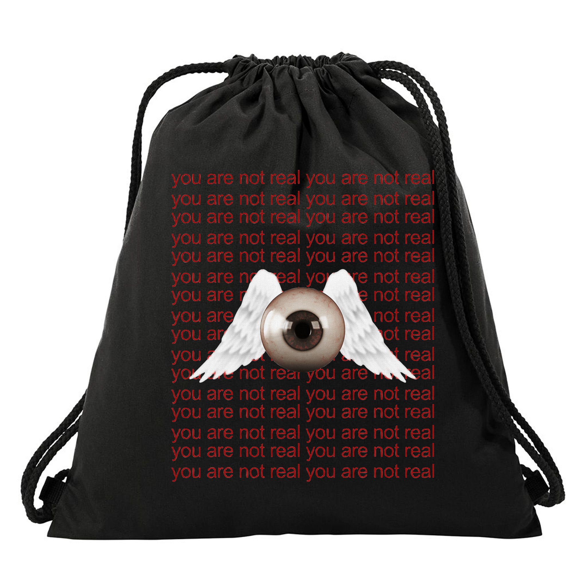 Weirdcore Aesthetic Human Eye Winged Eyeball Strangecore Drawstring Bag