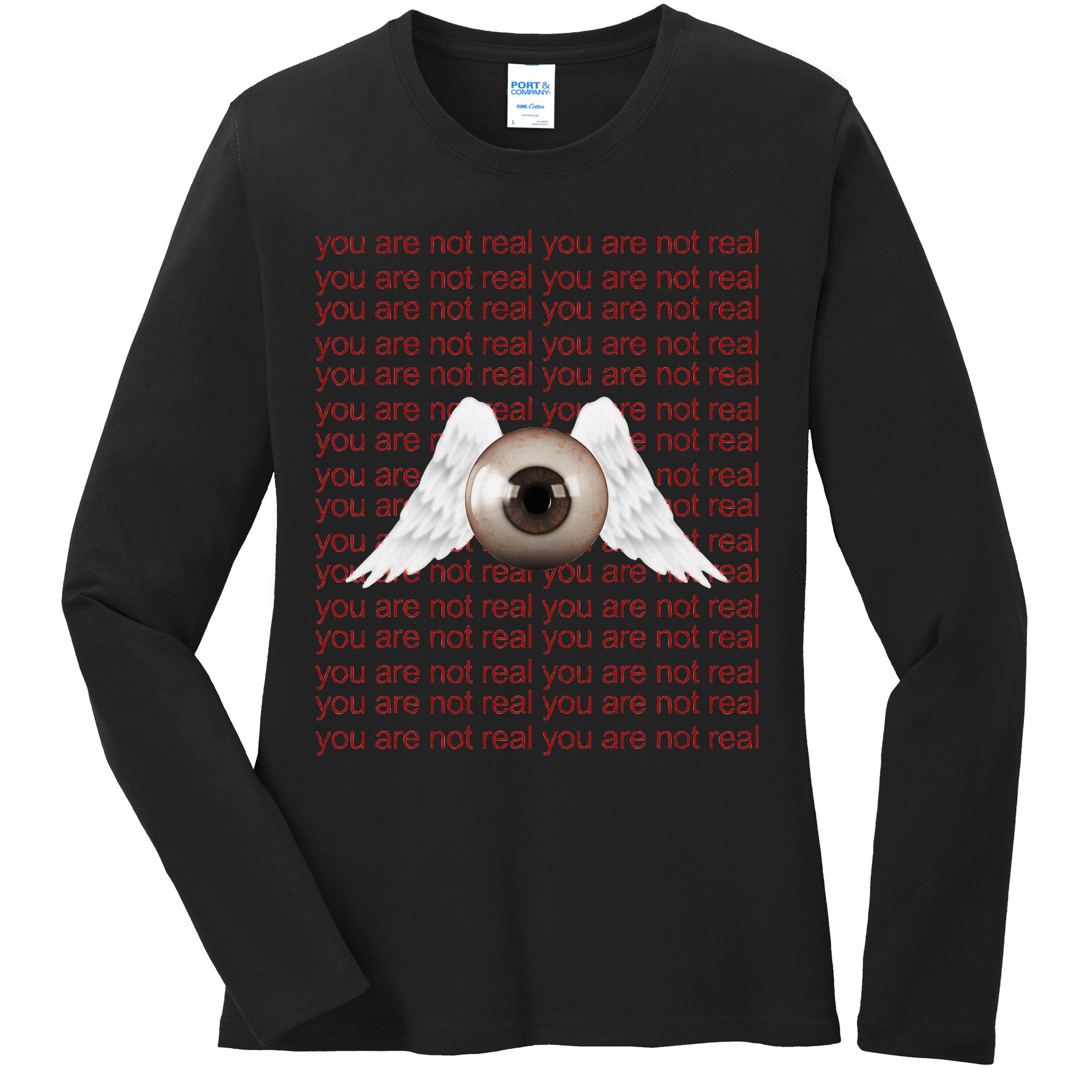 Weirdcore Aesthetic Human Eye Winged Eyeball Strangecore Ladies Long Sleeve Shirt