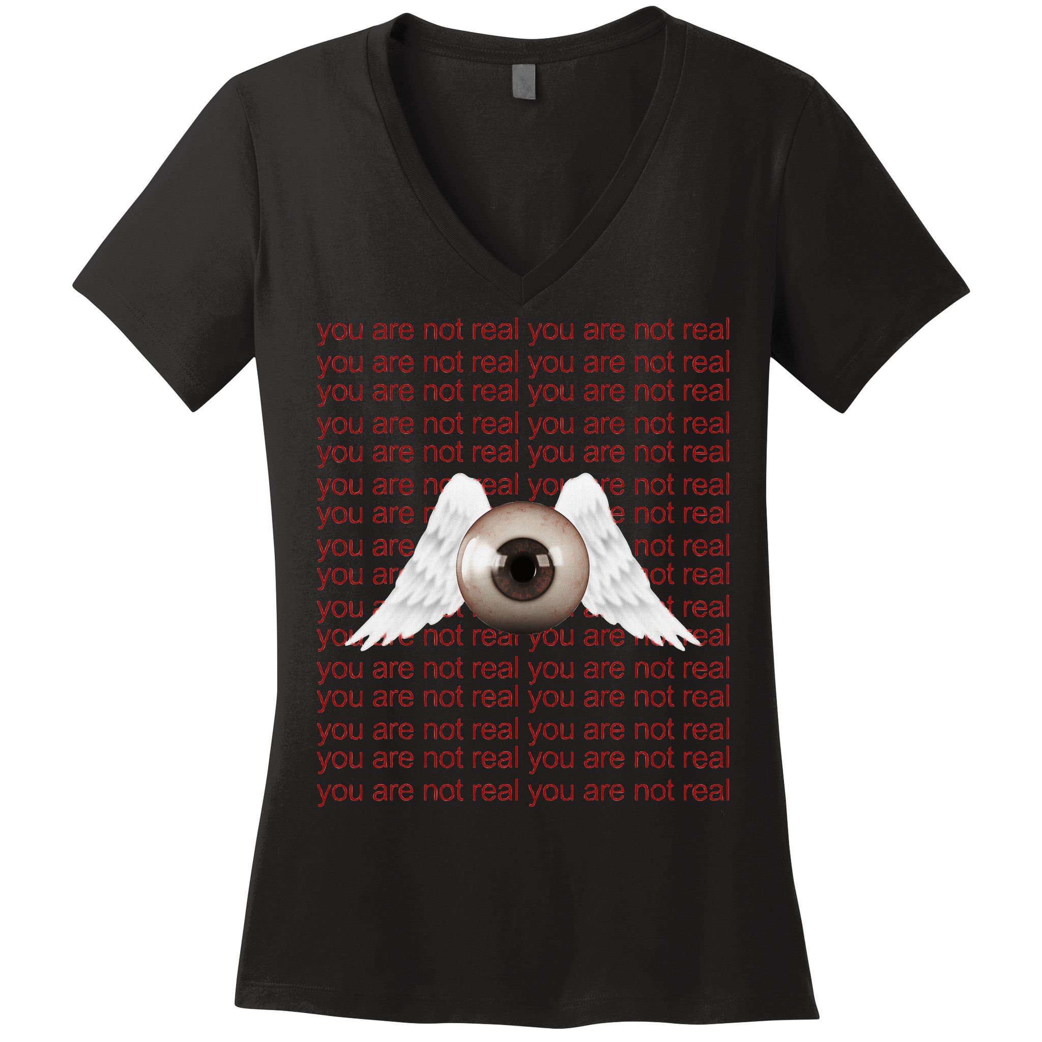 Weirdcore Aesthetic Human Eye Winged Eyeball Strangecore Women's V-Neck T-Shirt