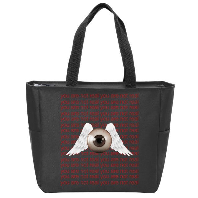 Weirdcore Aesthetic Human Eye Winged Eyeball Strangecore Zip Tote Bag