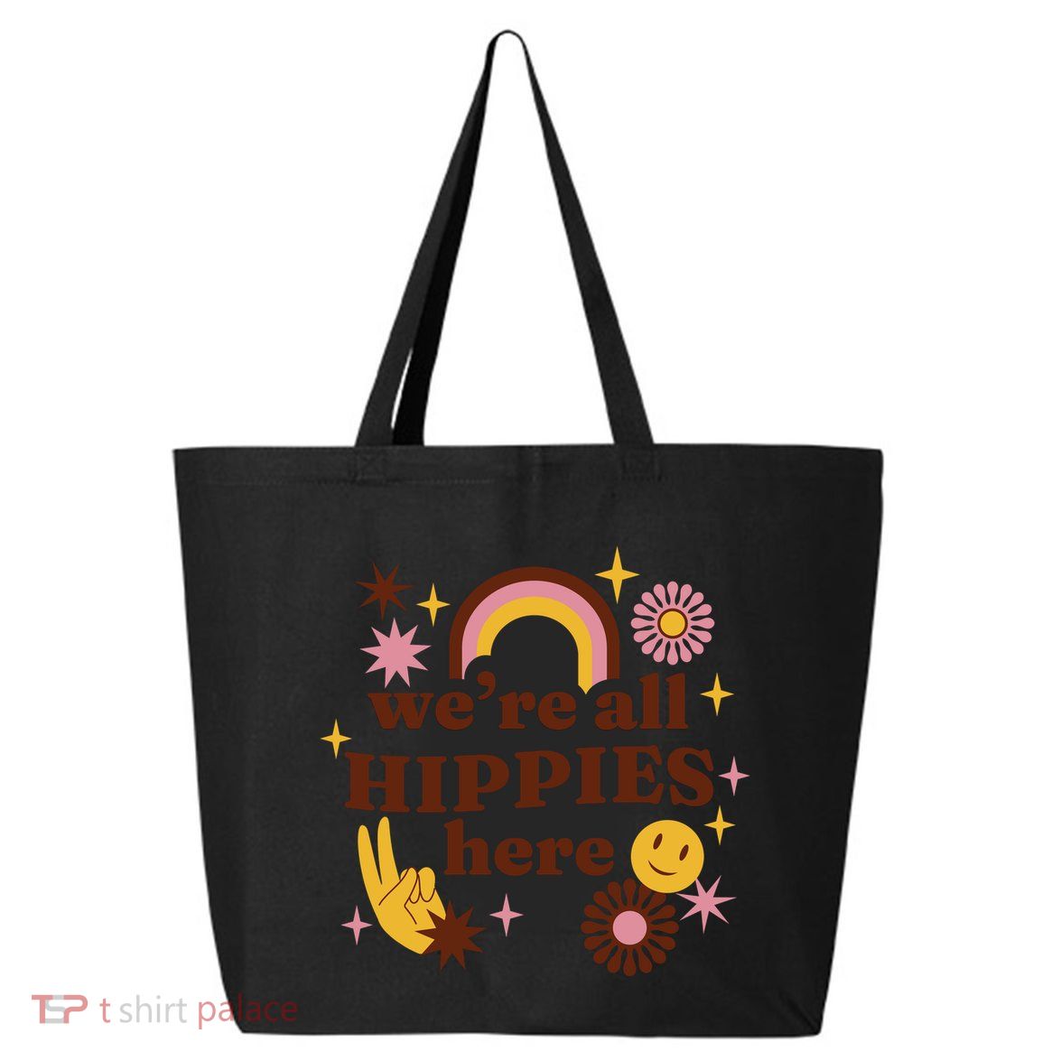 We're All Hippies Here Rainbow Retro 25L Jumbo Tote