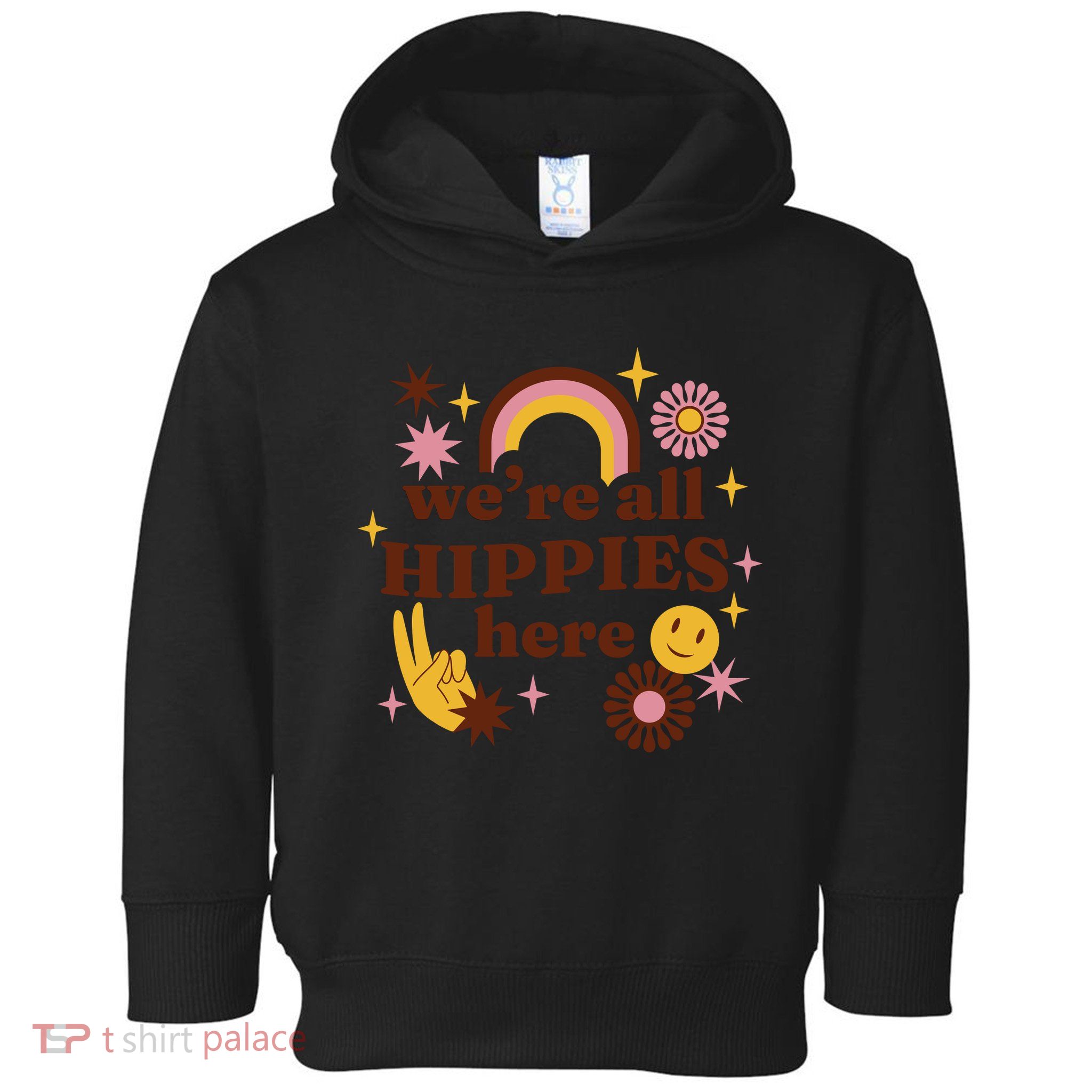 We're All Hippies Here Rainbow Retro Toddler Hoodie