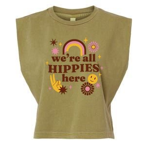 We're All Hippies Here Rainbow Retro Garment-Dyed Women's Muscle Tee