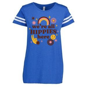 We're All Hippies Here Rainbow Retro Enza Ladies Jersey Football T-Shirt