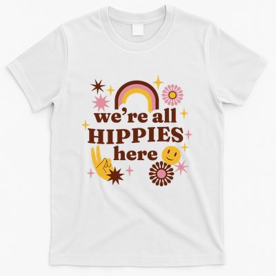 We're All Hippies Here Rainbow Retro T-Shirt
