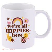 We're All Hippies Here Rainbow Retro 11oz C Handle Ceramic Mug