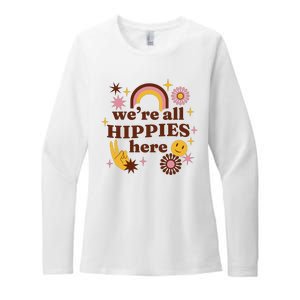 We're All Hippies Here Rainbow Retro Womens CVC Long Sleeve Shirt