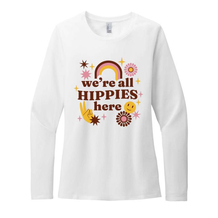 We're All Hippies Here Rainbow Retro Womens CVC Long Sleeve Shirt