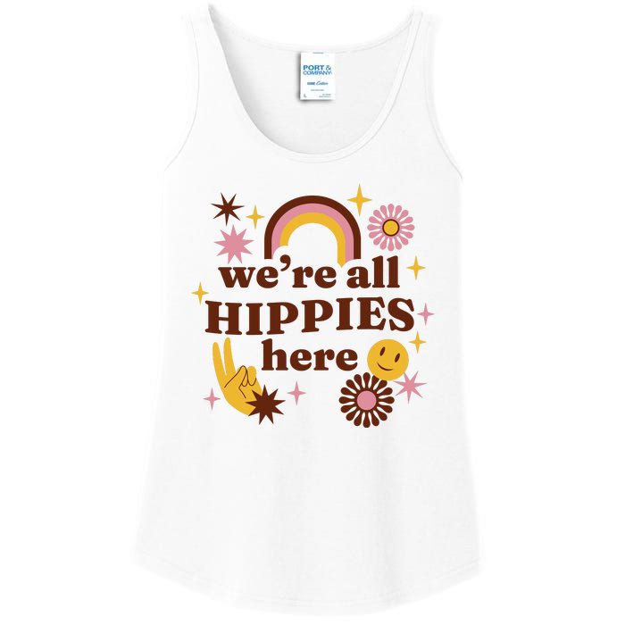 We're All Hippies Here Rainbow Retro Ladies Essential Tank