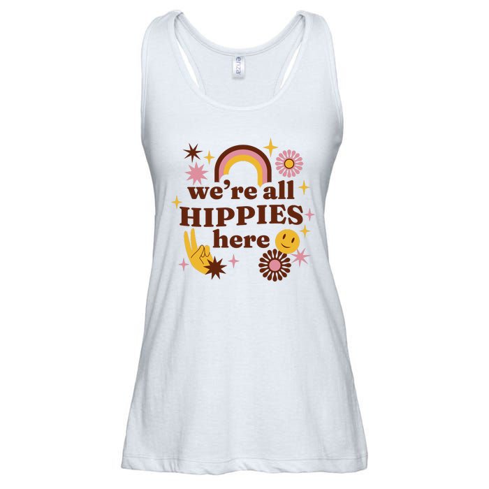 We're All Hippies Here Rainbow Retro Ladies Essential Flowy Tank