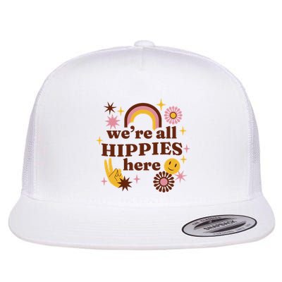 We're All Hippies Here Rainbow Retro Flatbill Hat