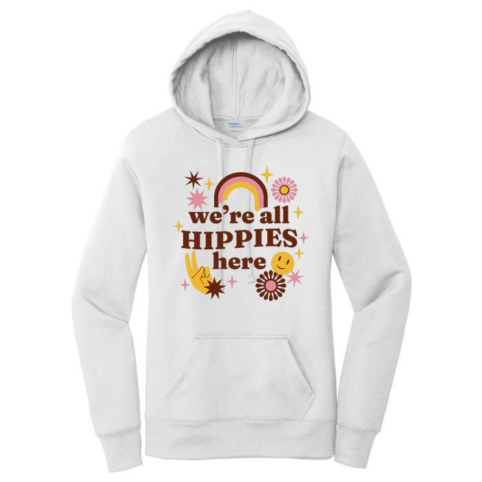 We're All Hippies Here Rainbow Retro Women's Pullover Hoodie