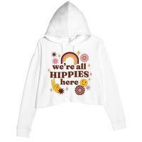 We're All Hippies Here Rainbow Retro Crop Fleece Hoodie