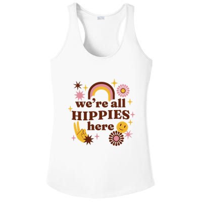 We're All Hippies Here Rainbow Retro Ladies PosiCharge Competitor Racerback Tank