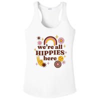 We're All Hippies Here Rainbow Retro Ladies PosiCharge Competitor Racerback Tank