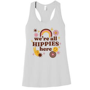 We're All Hippies Here Rainbow Retro Women's Racerback Tank