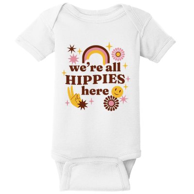 We're All Hippies Here Rainbow Retro Baby Bodysuit