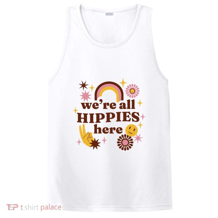 We're All Hippies Here Rainbow Retro PosiCharge Competitor Tank