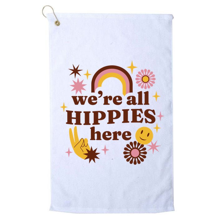 We're All Hippies Here Rainbow Retro Golf Towel