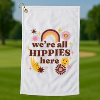 We're All Hippies Here Rainbow Retro Golf Towel