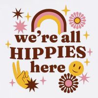 We're All Hippies Here Rainbow Retro Golf Towel