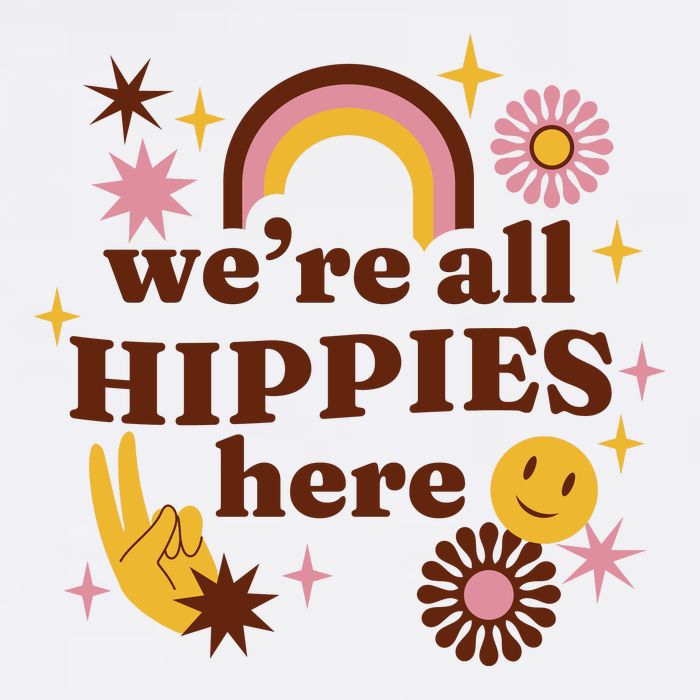 We're All Hippies Here Rainbow Retro Golf Towel