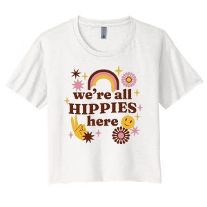 We're All Hippies Here Rainbow Retro Women's Crop Top Tee