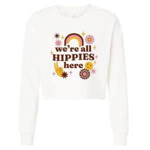 We're All Hippies Here Rainbow Retro Cropped Pullover Crew