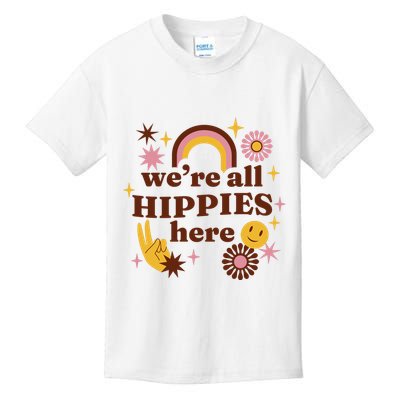 We're All Hippies Here Rainbow Retro Kids T-Shirt